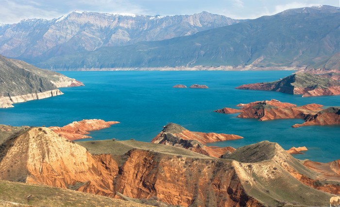 Turquoise lake and mountains in Russia
