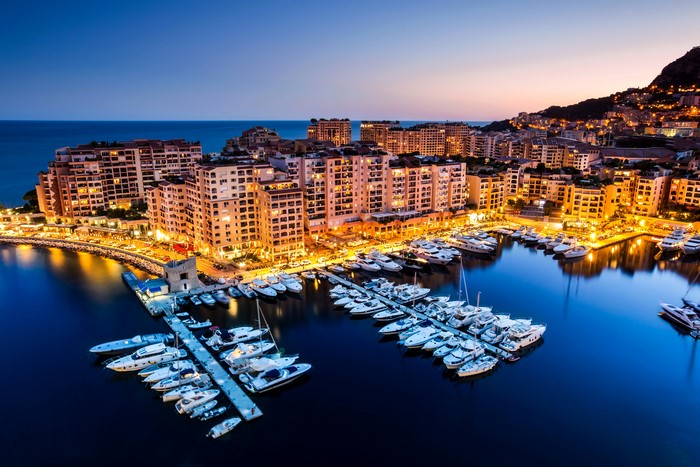 Fontvieille, Monaco Marina at Dusk