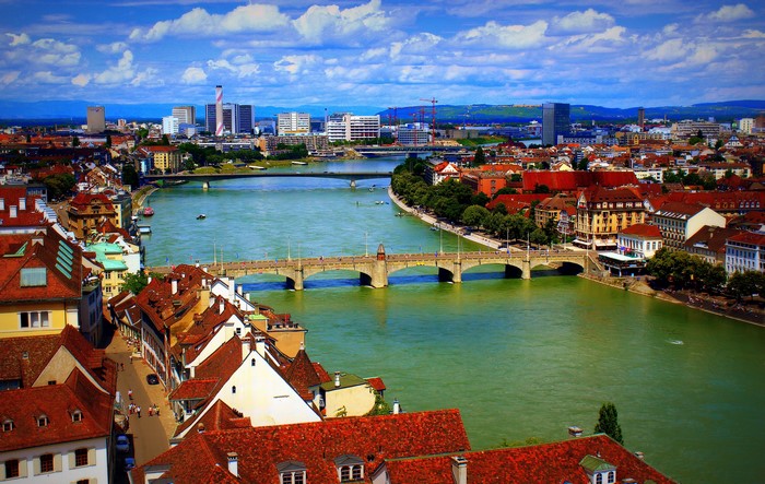 Basel, Switzerland: River Rhine and Old Town