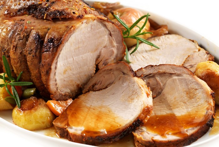 Sliced Roast Pork with Potatoes and Rosemary
