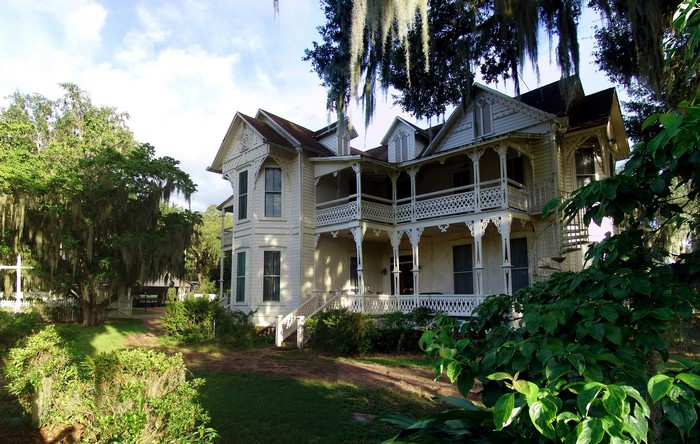 Victorian Mansion with Wrap-around Porch and Spanish Moss