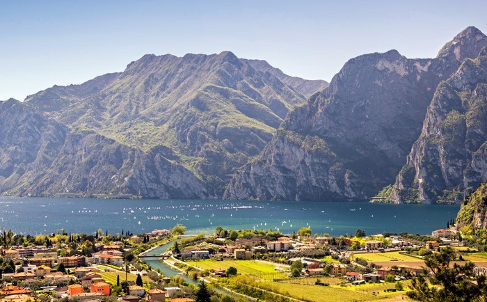 Torbole Lake Garda Italy Houses Mountains Lake