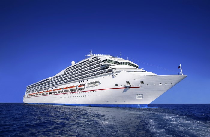 Cruise liner sailing on the ocean