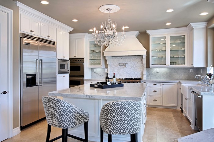 Modern Kitchen with Island and Chandelier