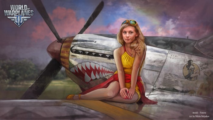 Pin-up girl on a World of Warplanes aircraft
