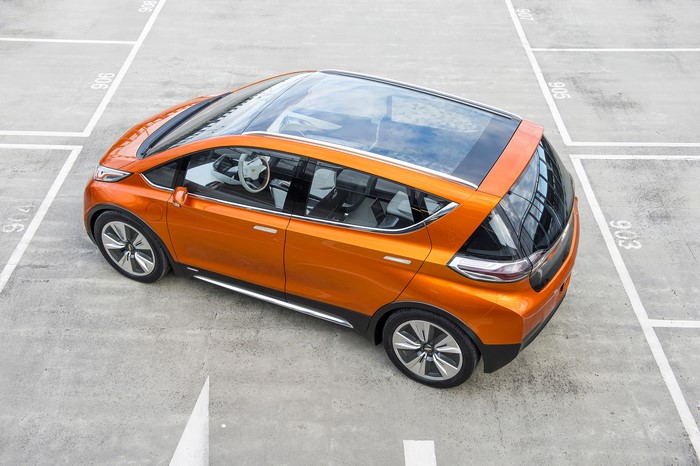 Orange Chevrolet Bolt EV concept car