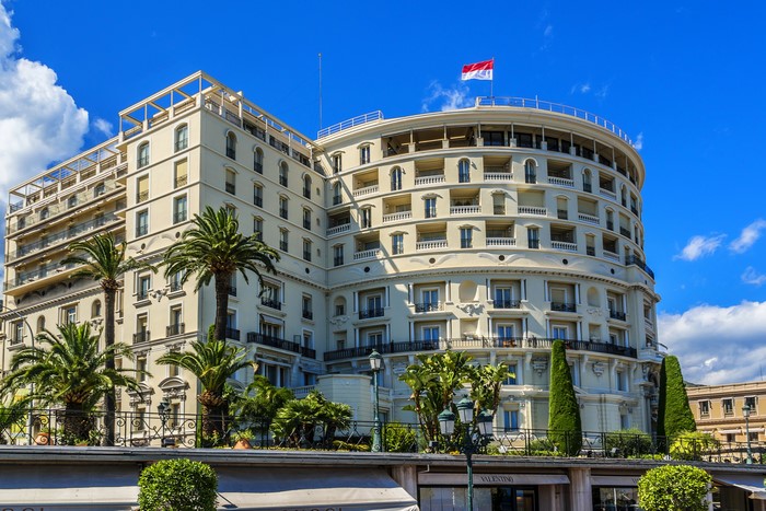 Hotel de Paris Monte-Carlo with Monaco Flag