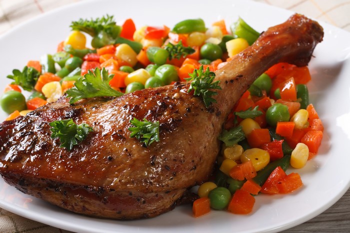 Roast Duck Leg with Mixed Vegetables