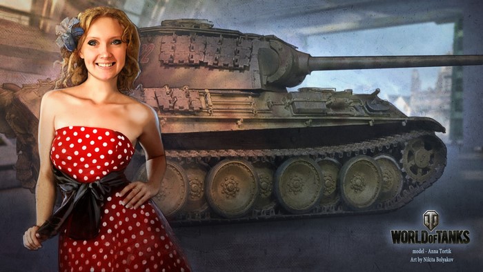 World of Tanks model Anna Tortik art by Nikita Bolyakov