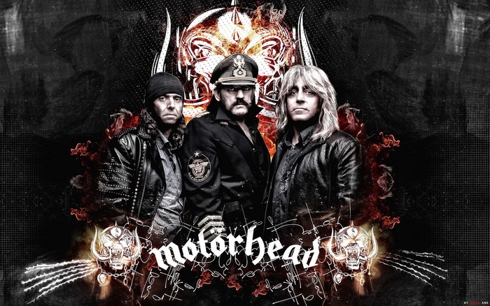 Motorhead band members with skull logo