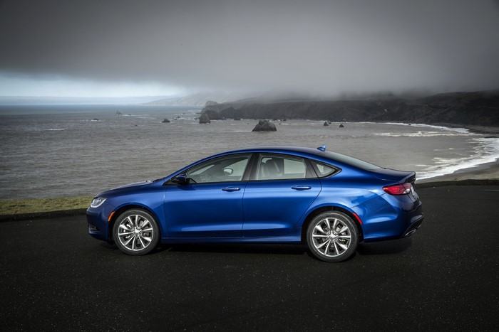 Blue 2015 Chrysler 200 S parked by the ocean
