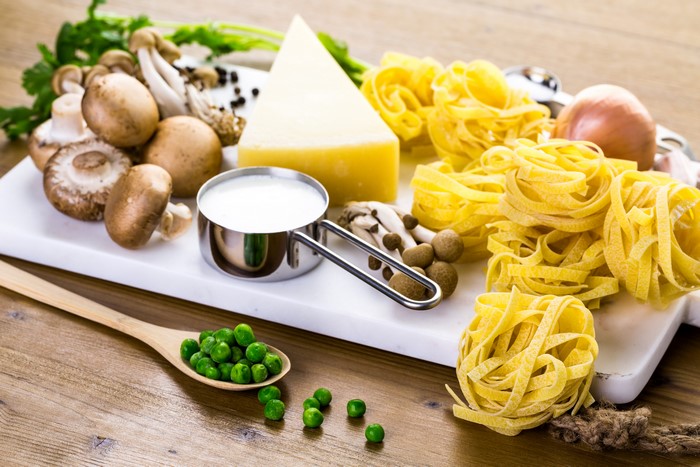 Still-life of Mushrooms, Cheese, and Pasta
