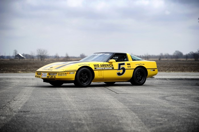 Yellow 1987 Corvette Escort Series Race Car