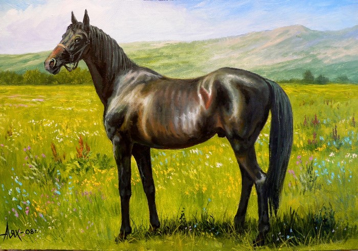 Andrew Lyakh's Painting of a Horse in a Field