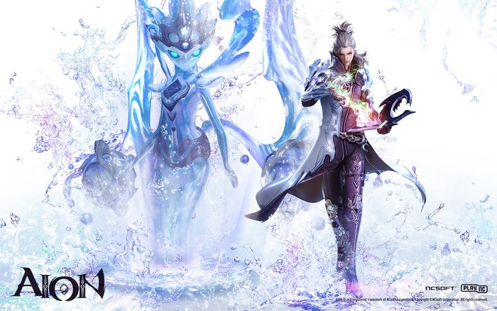 Aion: Tower of Eternity water elemental and male character