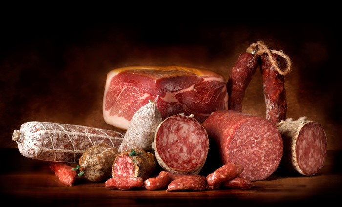 Assortment of cured meats and sausages