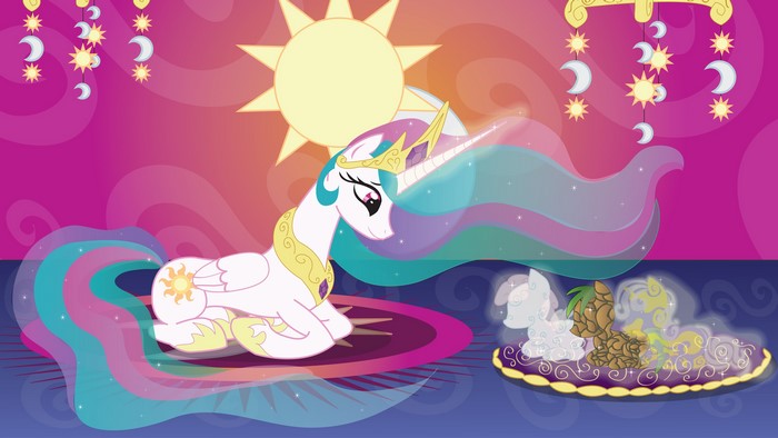 Princess Celestia from My Little Pony with magical effects
