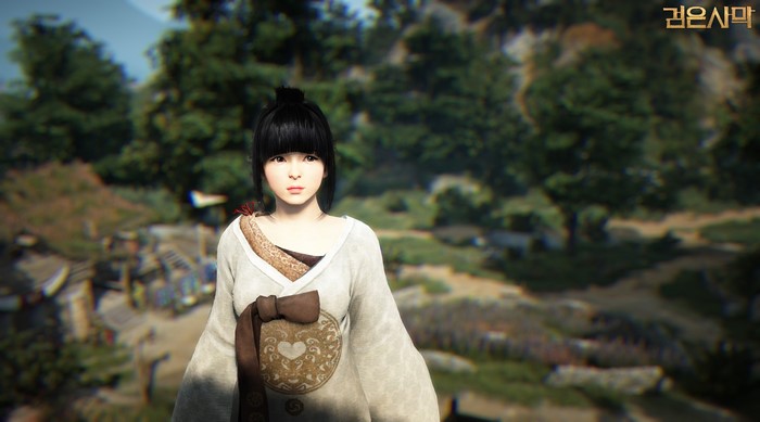 Brunette girl in traditional Korean clothing in Black Desert
