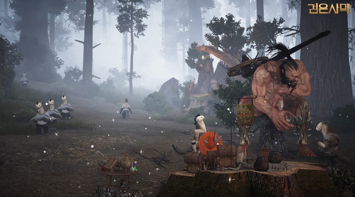 Black Desert Online: Giant Monster and Small Creatures in Forest