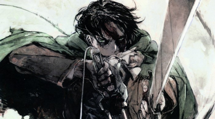 Levi Ackerman from Attack on Titan with swords