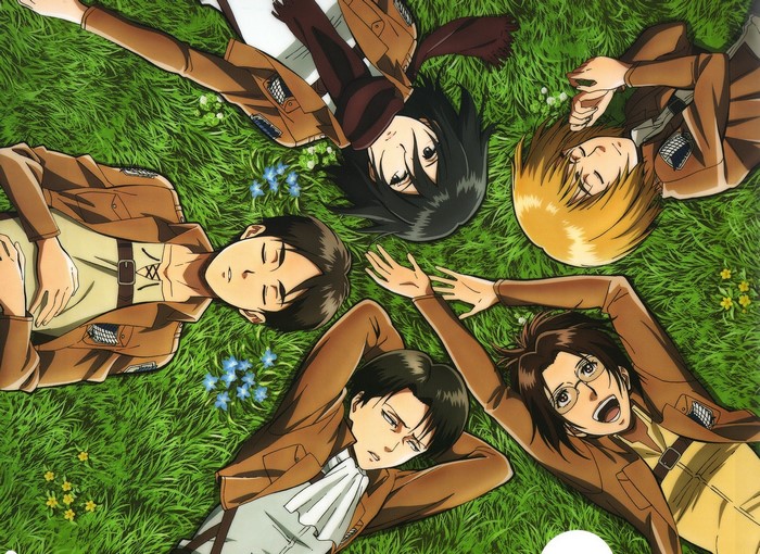 Attack on Titan Characters Relaxing on Grass