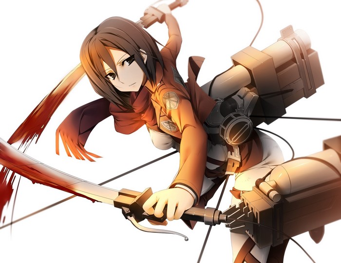 Mikasa Ackerman from Attack on Titan with swords
