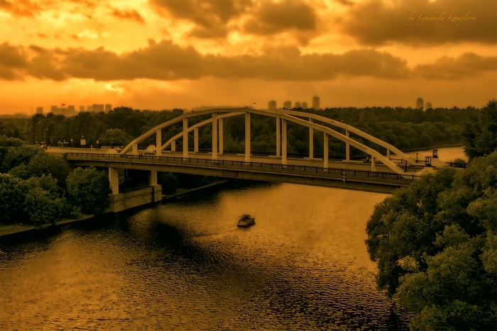 Bridge over river in Moscow, Russia