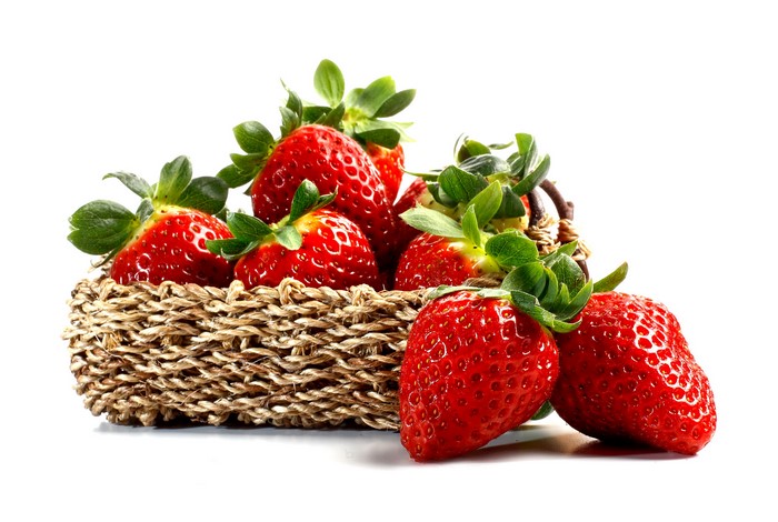 Strawberries in a wicker basket