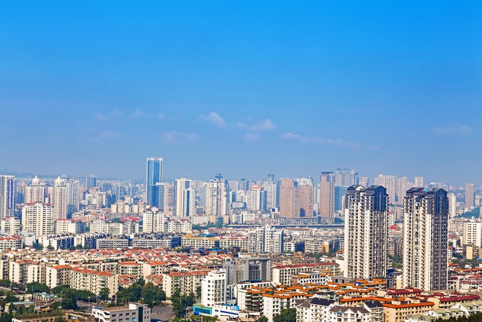 Mianyang, China Megapolis with Skyscrapers
