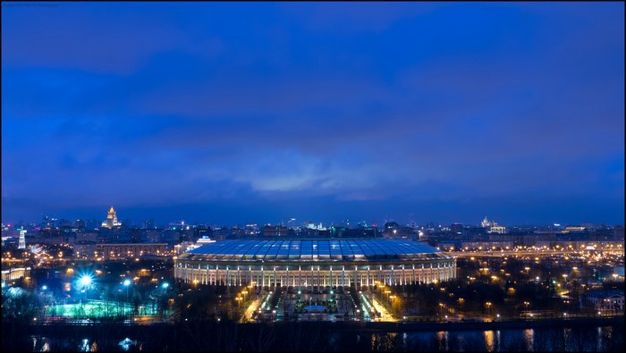 Luzhniki Stadium in Moscow at Night