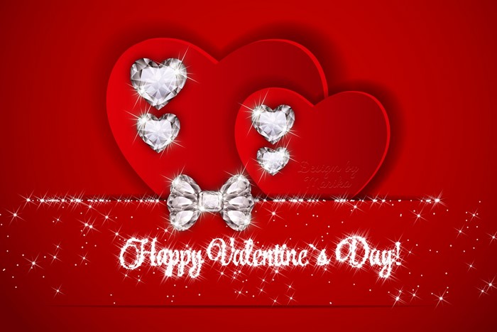 Happy Valentine's Day hearts and diamonds