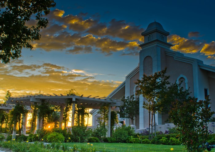Temple in California at Sunset