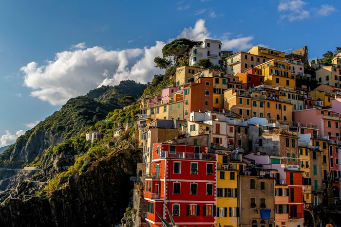 Colorful houses on a steep hillside in Cinque Terre, Italy