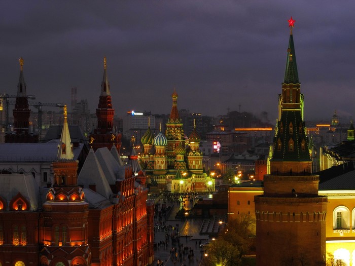 Moscow Kremlin and Saint Basil's Cathedral at night