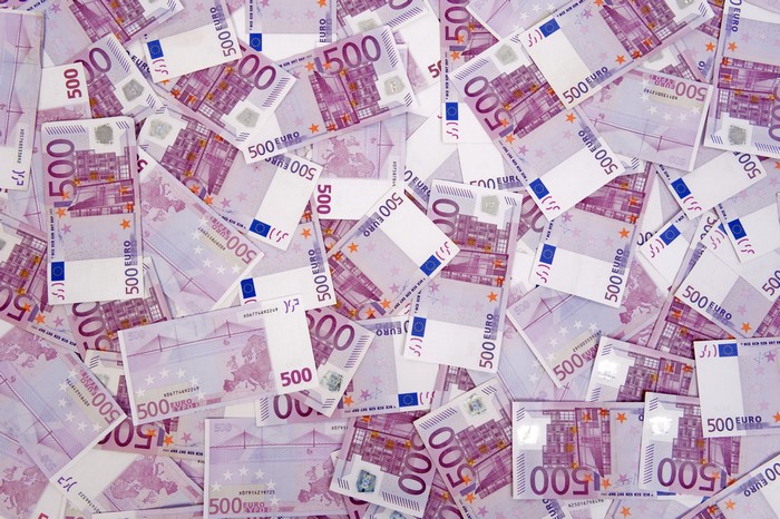 Pile of 500 Euro Banknotes