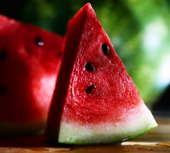 Closeup of a slice of watermelon