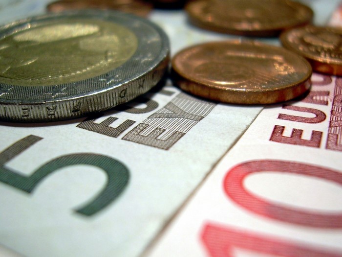 Euro banknotes and coins