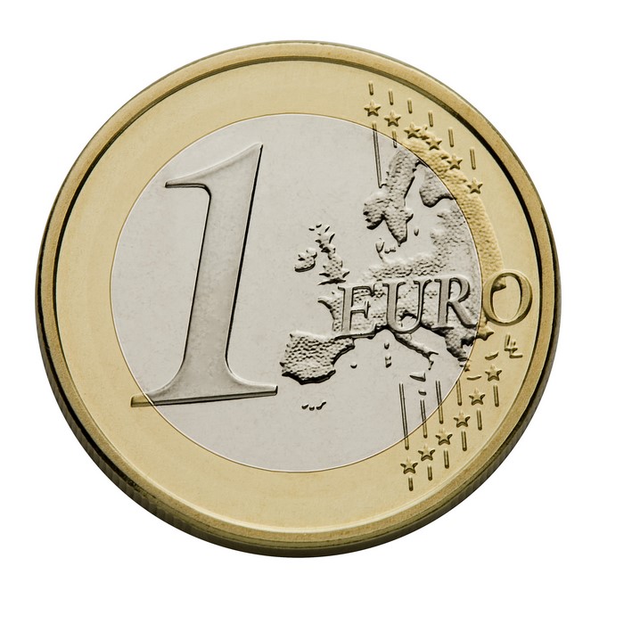 One Euro Coin with Map of Europe