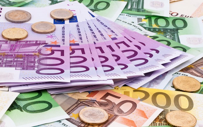 Euro banknotes and coins