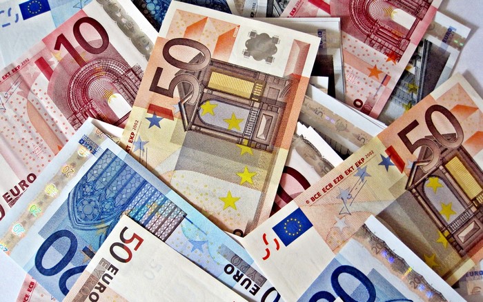 Euro banknotes: 10, 20, and 50 denominations