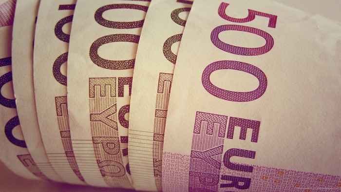 Close-up of 500 Euro banknotes