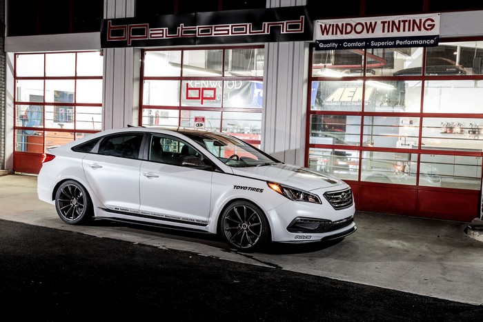 White Hyundai Sonata JP Edition with Toyo Tires