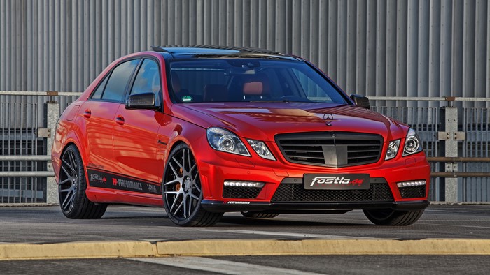 Red Mercedes-Benz E 63 AMG W212 Front View