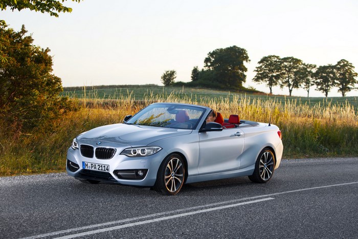 Silver BMW 228i Convertible on a Road