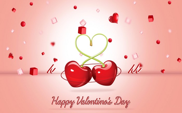 Happy Valentine's Day Cherries Heart
