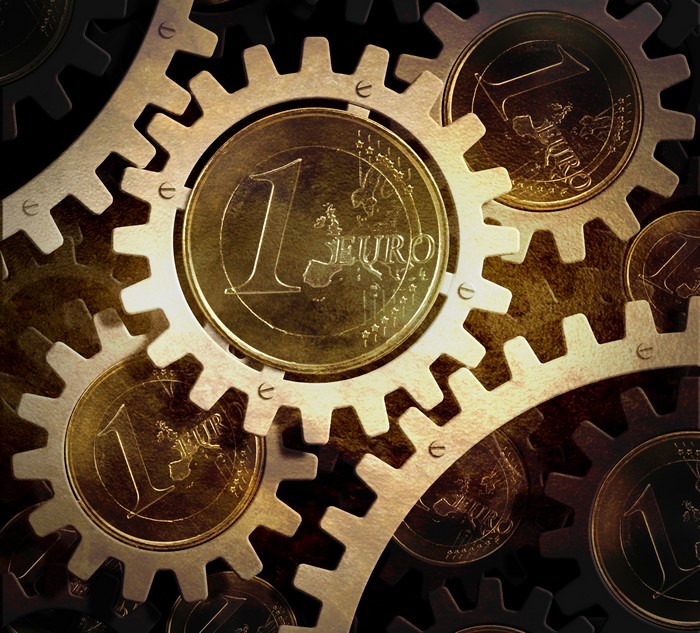1 Euro coins and gears