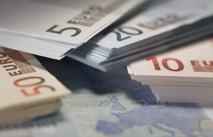 Euro banknotes: 5, 10, 20, and 50 denominations