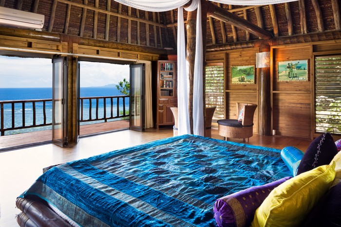 Bedroom with ocean view in Fiji