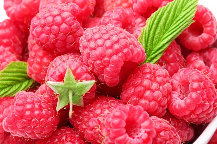 Raspberry Closeup with Foliage