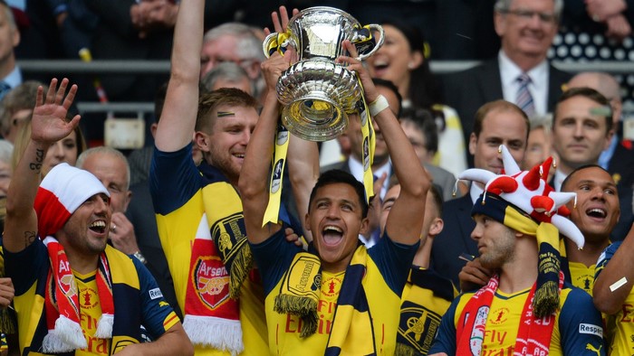 Alexis Sanchez and Arsenal FC celebrate FA Cup win